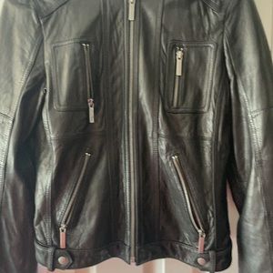 Micheal kors black moto leather jacket
